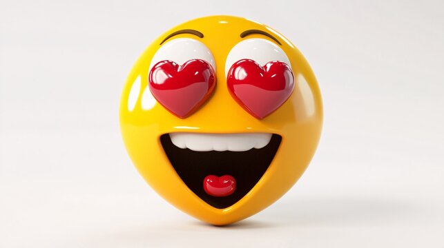 3D Smiling Heart-Eyes Emoji Expression of Love
