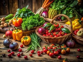 Captivating Organic Corner Design Featuring Fresh Produce and Natural Elements for a Wholesome Culinary Experience