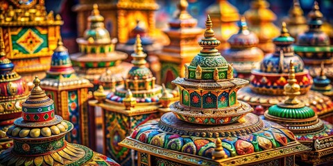Fototapeta premium Captivating Ornate Motifs Collection with Tilt-Shift Photography Showcasing Intricate Designs and Textures for Artistic Inspiration and Home Decor Enhancement