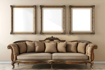 Mock up poster or photo frame in the royal classic room part 15