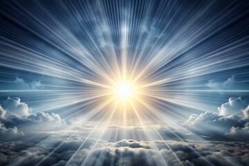Fototapeta premium Captivating Panoramic Photography of a Grey and White Sunburst Background with Rays, Perfect for Backgrounds, Designs, and Abstract Art, Evoking Calmness and Serenity in Visuals
