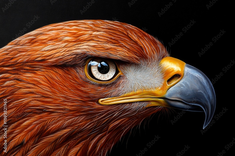 Poster a hyper-realistic close-up of an american eagleâ€™s face, showcasing every feather and the sharpness