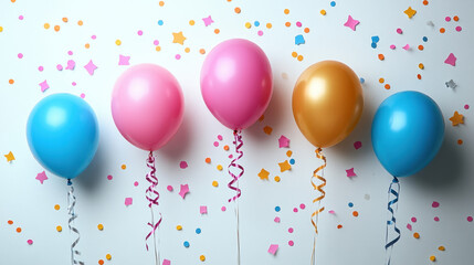 Festive birthday background made of colorful balloons