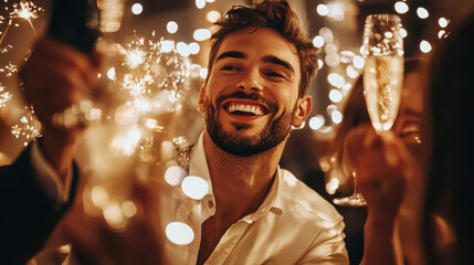 Close-up of a man on New Year's Eve