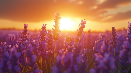 lavender field at sunset