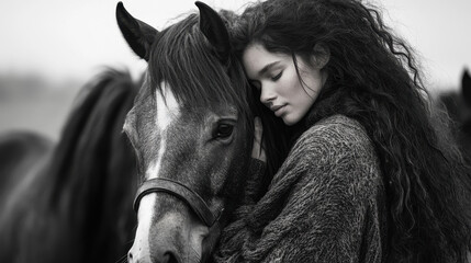 Portrait of a woman with a horse