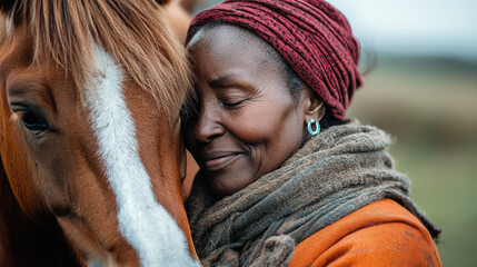Portrait of a woman with a horse