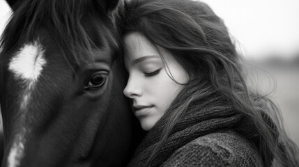 Portrait of a woman with a horse