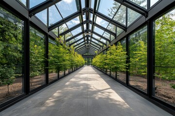 Greenhouse design showcasing modern architecture and nature harmony urban environment photography aesthetic perspective