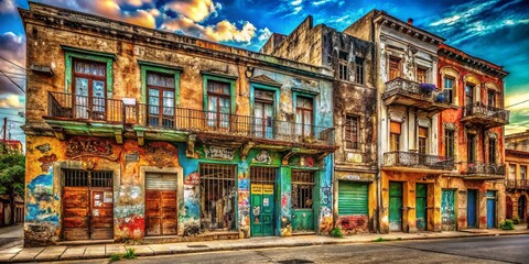 Fototapeta premium Captivating Retro Grunge Architecture: A Fusion of Vintage Design and Urban Aesthetics in Architectural Photography