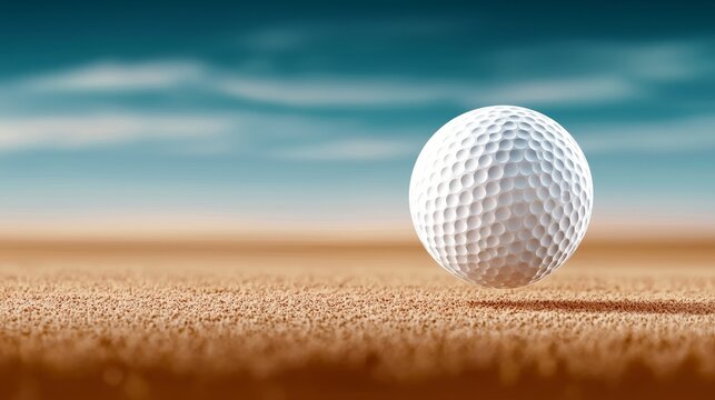 Golf ball mid-air, dynamic motion blur, golf course background