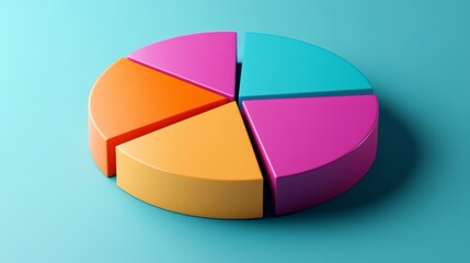Obraz premium Colorful Pie Chart Displaying Segmented Data, Ideal for Business Presentations, Infographics, and Visual Analytics in Marketing and Educational Materials