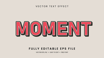 Moment text effect  editable text style with red color and retro background