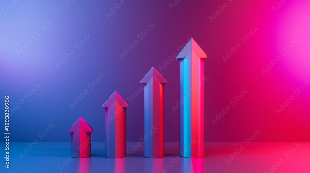 Aufkleber abstract representation of growth and success with ascending bars and arrows in vibrant blue and pin