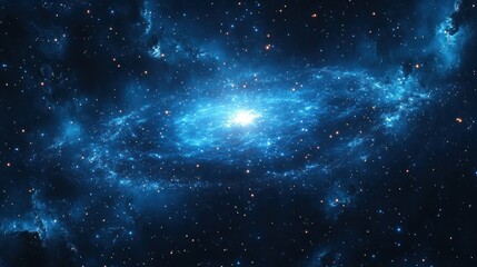 Fototapeta premium A swirling nebula of blue gas and dust with a bright star at its center, surrounded by a field of twinkling stars.