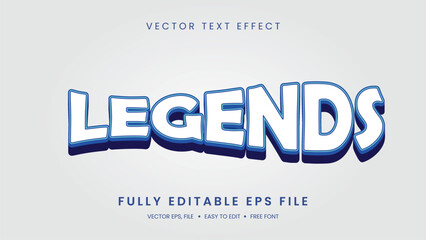 Legends text effect  editable text style with blue light text and cream background