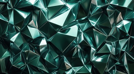 Abstract Green Metallic Triangular Geometric Pattern