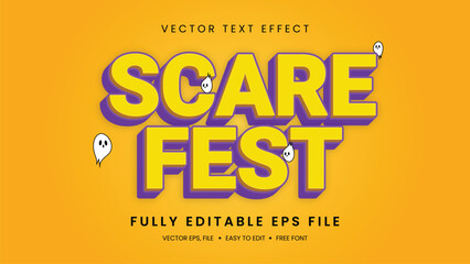 Scare Fest  text effect  editable text style with ghost on yellow background