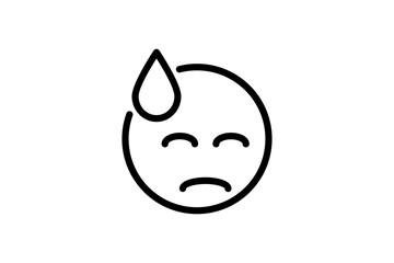 Sweat face emoji. Line art emoticon vector icon