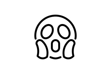 Scream face emoji. Line art emoticon vector icon