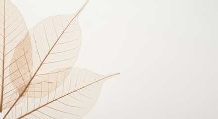 Delicate Skeleton Leaves on White Background