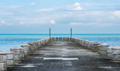 Stone grey jetty pierce in malaysia penang sea blue water