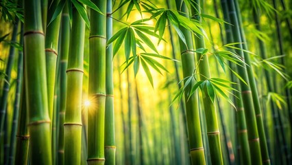 Obraz premium Close-Up Long Exposure of a Bamboo Plant Capturing Delicate Details and Natural Beauty in Soft Light for Nature Photography Enthusiasts