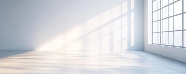 Obraz premium A minimalist interior lit by intense sunlight through large windows, sharp contrasts defining clean lines, modern sunlight, design precision