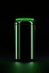 Fototapeta premium A sleek, modern device with a glowing green top, set against a dark background, showcasing a futuristic aesthetic.