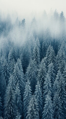 Obraz premium snowy spruce forest, landscape photography, snow aesthetics,. 
