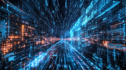 Fototapeta premium Digital Data Stream Corridor Abstract Visualization