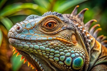 Obraz premium Close-Up of a Rhino Iguana Captured in Stunning Detail, Showcasing Its Unique Scales and Intriguing Facial Features Against a Natural Background for Wildlife Enthusiasts