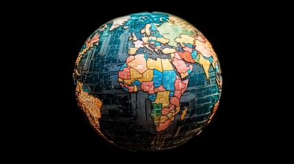 Vibrant Globe with Colorful World Map Details