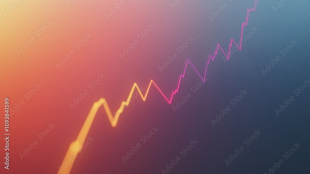 Poster abstract graphical representation of data trends with colorful lines against a gradient background f