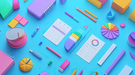 business KPIs flat design top view educational theme animation Complementary Color Scheme 