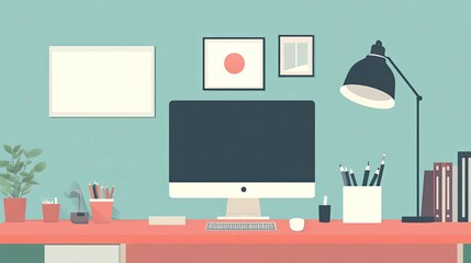 business presentation flat design front view marketing theme animation pastel 