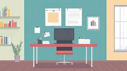 Fototapeta premium business presentation flat design front view marketing theme animation pastel 