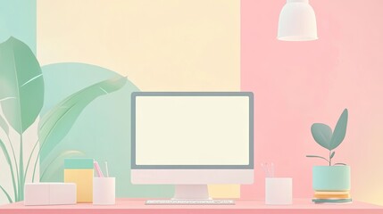business presentation flat design front view marketing theme animation pastel 