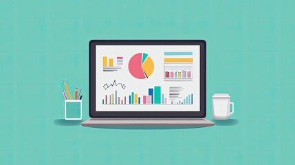 business presentation flat design front view marketing theme animation pastel 