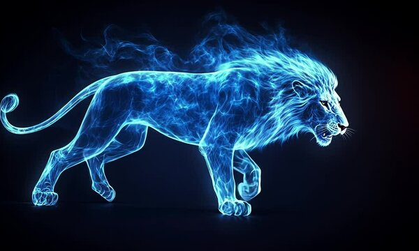 lion head with glowing smoke