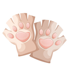 Cat paws gloves. Accessory for Therian subculture, quadrobics. Cute adornment, decorative fluffy mittens complement for cosplay, festivals or carnivals, themed parties or events, creative hobbies