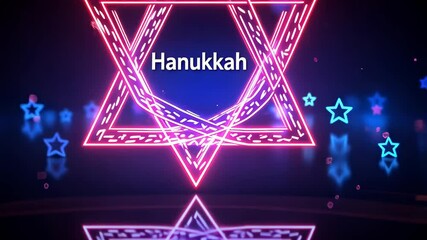 Vibrant glowing stars of david with hanukkah reflections and festive lights concept