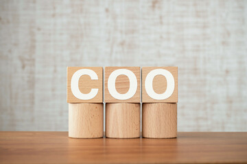 There is wood cube with the word COO. It is an abbreviation for Chief Operating Officer as eye-catching image.