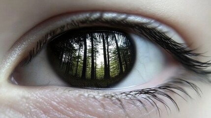 Naklejka premium Eye Reflection of Serene Forest Landscape