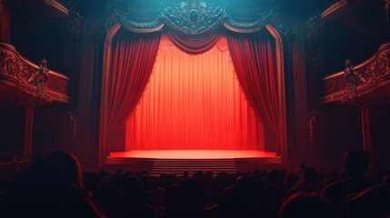 Theatrical curtain call celebration grand theater live performance cultural venue audience perspective dramatic arts showcase for seo impact
