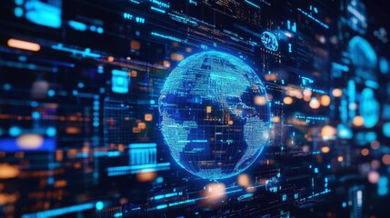 Digital World and Technology Concept with Blue Effects