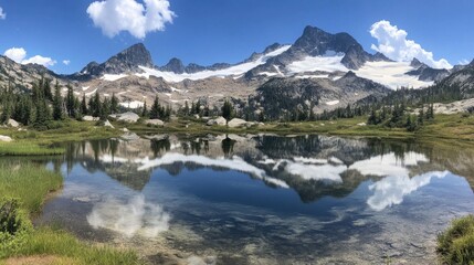 Serene Mountain Landscape with Reflections in Water
