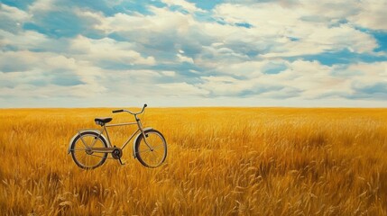 Obraz premium Exploring the golden fields bicycling adventure in nature's splendor