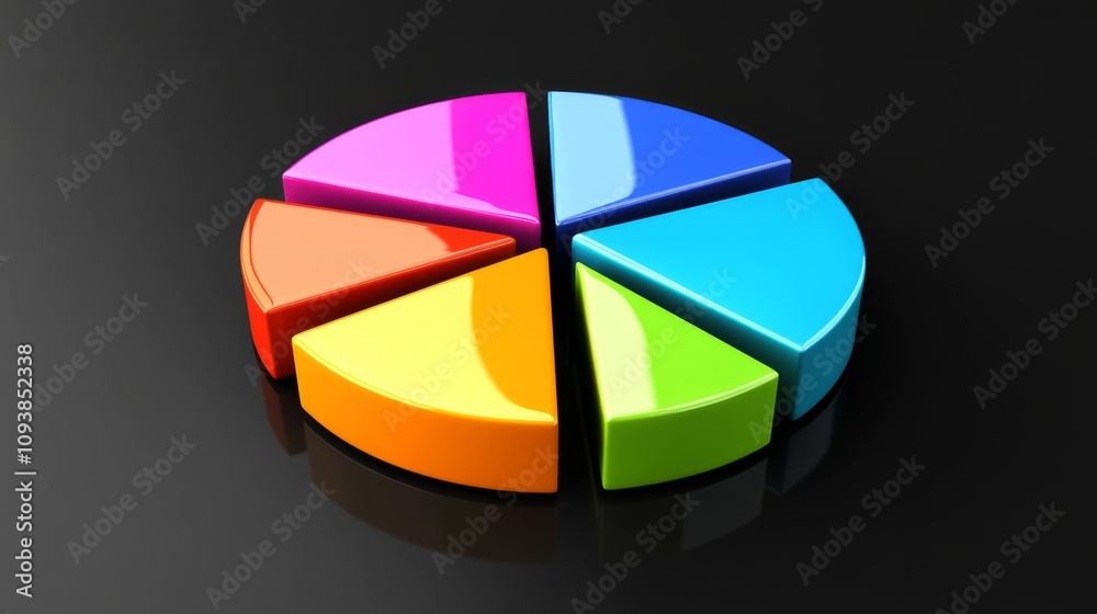Leinwandbilder 3d colorful pie chart segments displaying various shades in a professional business environment with