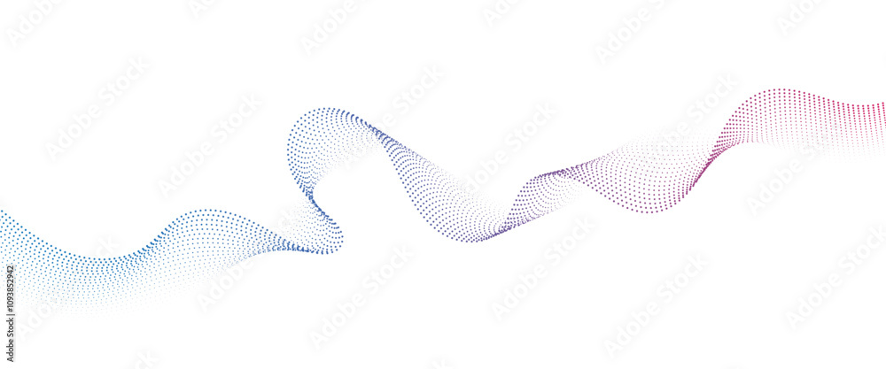 Fototapete flowing dot wave halftone gradient pattern on transparent background